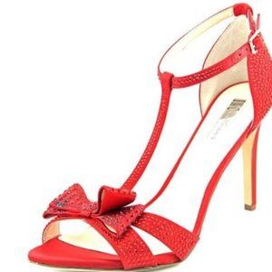 I.N.C International Rhinestone Bow Evening Sandals, Spicy Red, 7.5 US